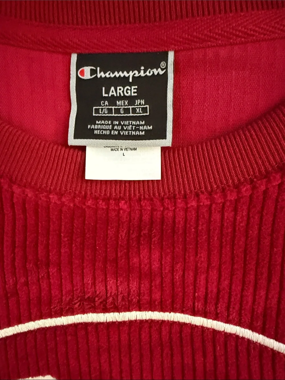 Champion Men’s Red Corduroy Crewneck Sweatshirt